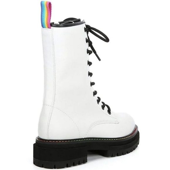 NIB $240 KURT GEIGER LONDON BIRDIE LACE UP TALL COMBAT BOOTS SZ 7 WMNS - Picture 4 of 6